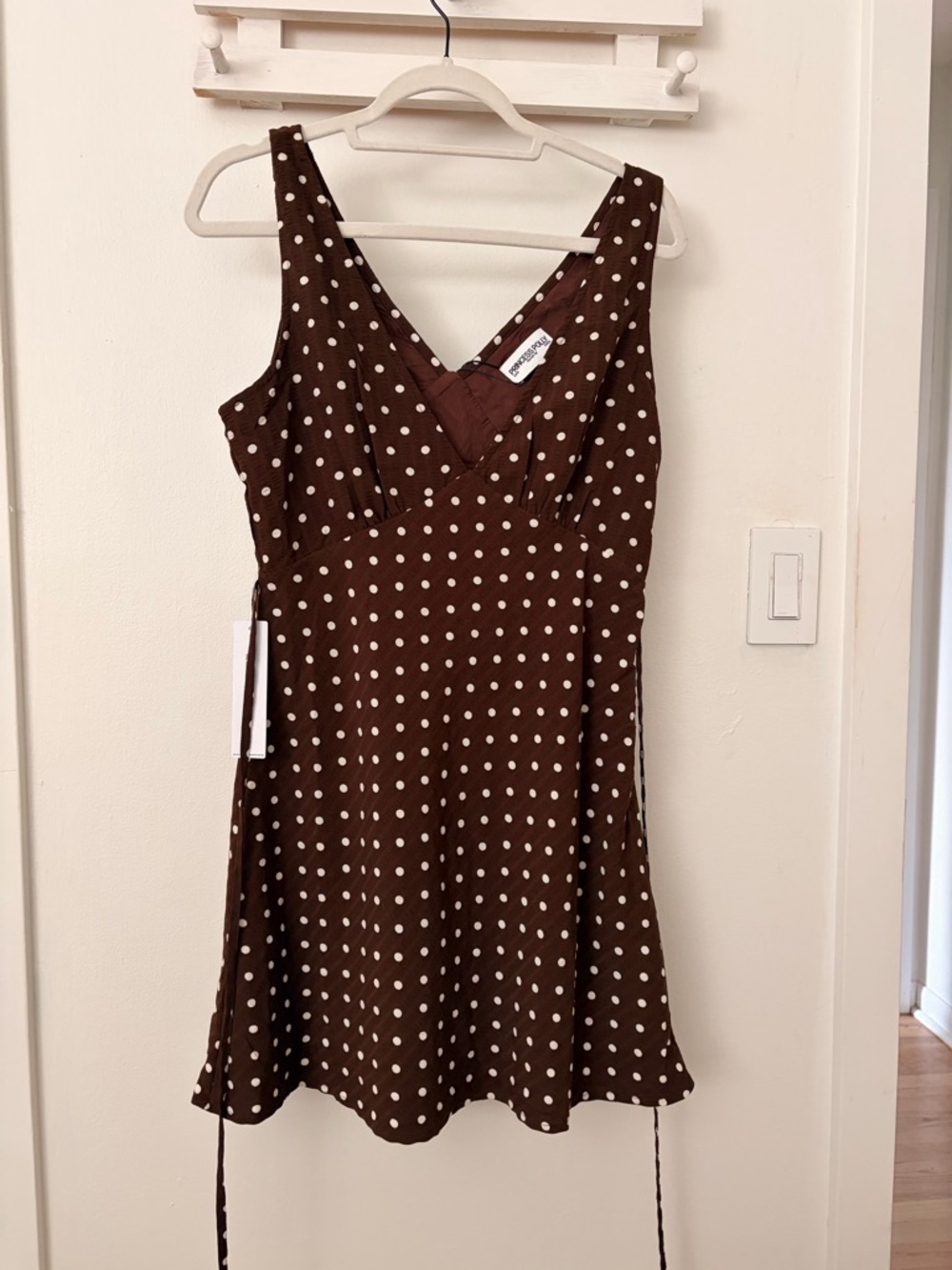 Princess Polly Nellie Mini dress in brown dot (new)